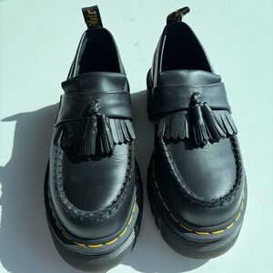 Doc Martens Black Tassel Leather Platform Loafers